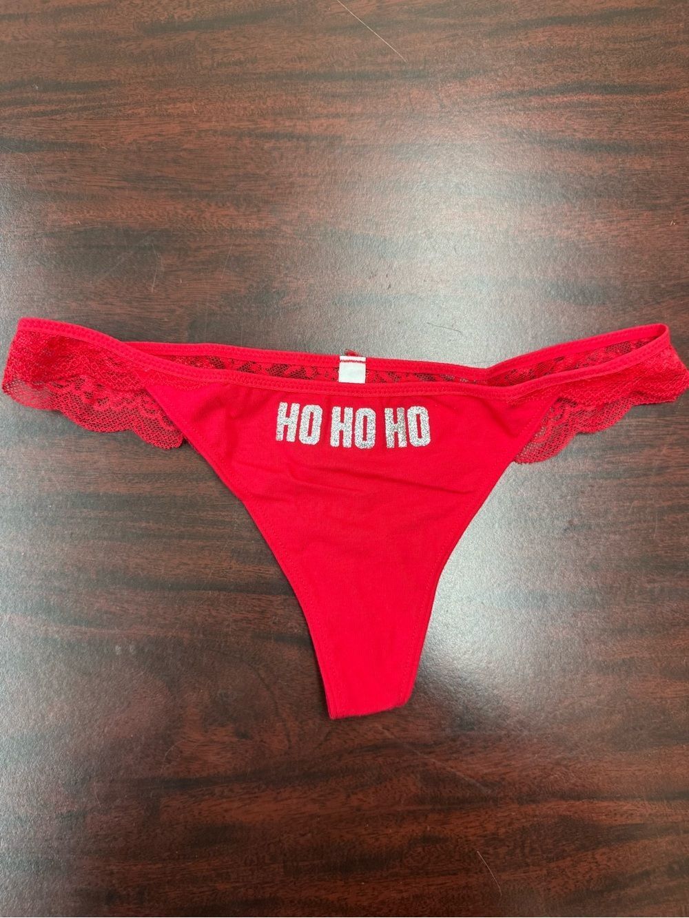 NWOT PINK Victoria’s Secret Ho Ho Ho Christmas Extra Low Rise Thong Size Small